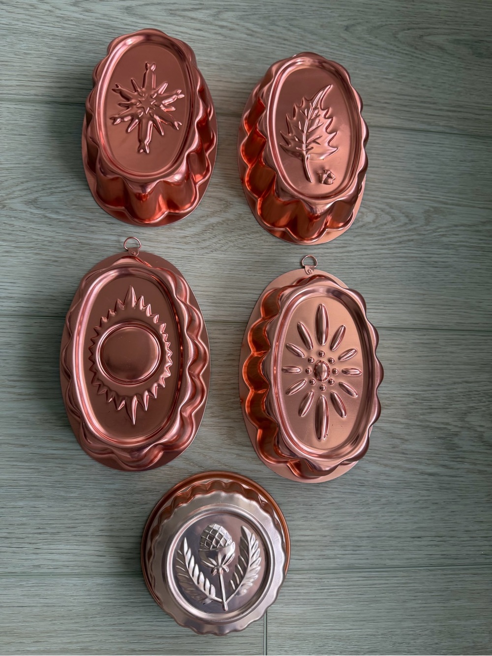Copper Decorative Wall Molds - Set of 5